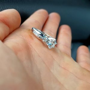 Rhodium plated Sterling Moissanite ring